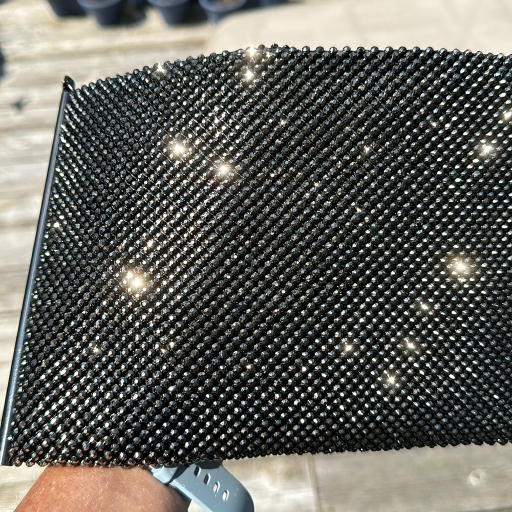 Sparkle rhinestone look clutch with chain strap